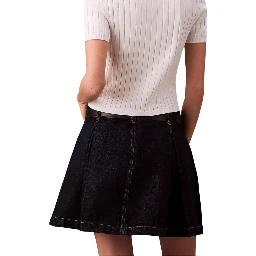 Blue Cotton Mini Skirt