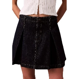 Blue Cotton Mini Skirt