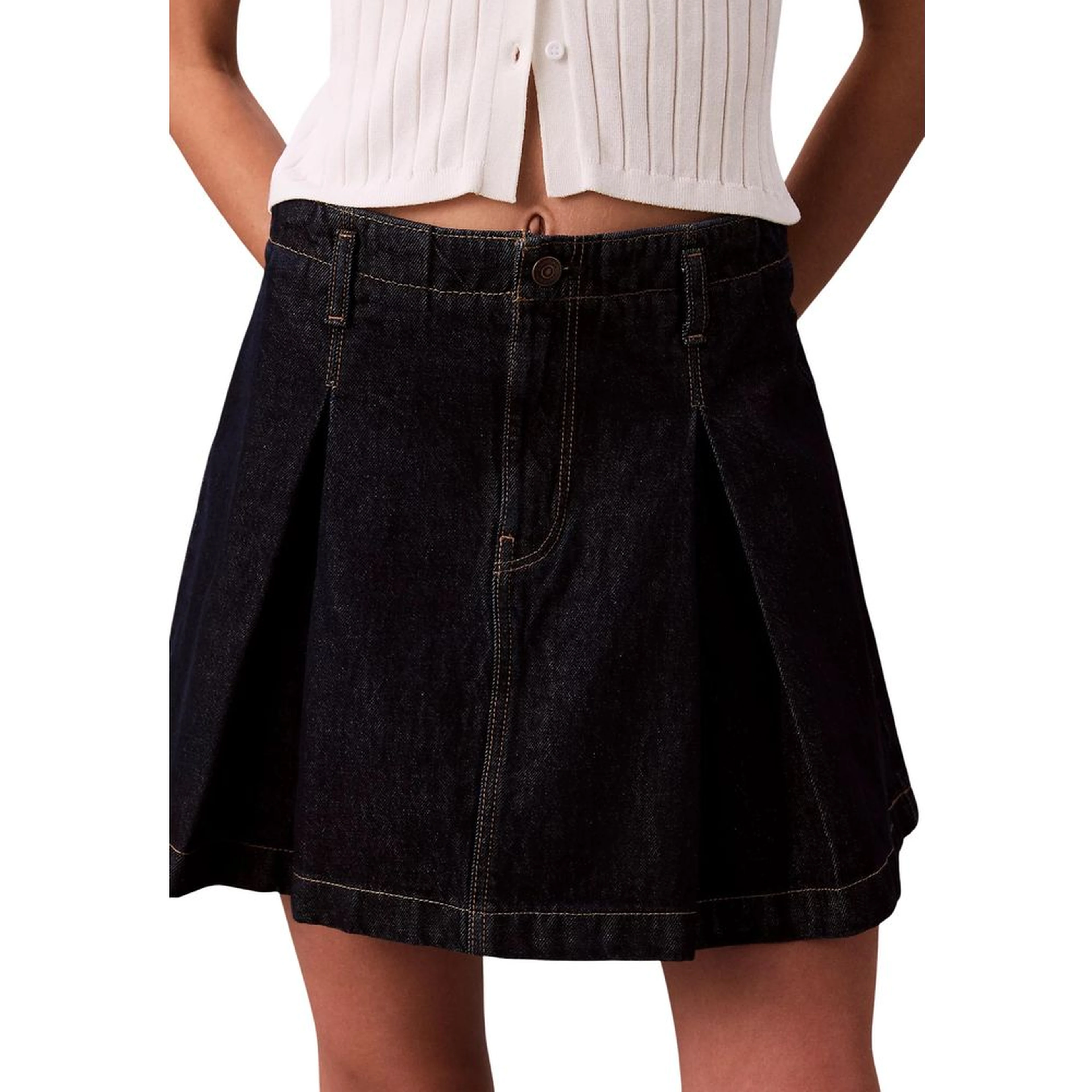 Blue Cotton Mini Skirt