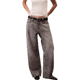 Gray Cotton Boyfriend Jeans