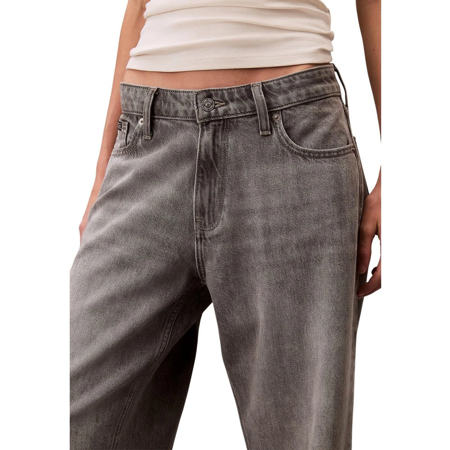 Gray Cotton Boyfriend Jeans