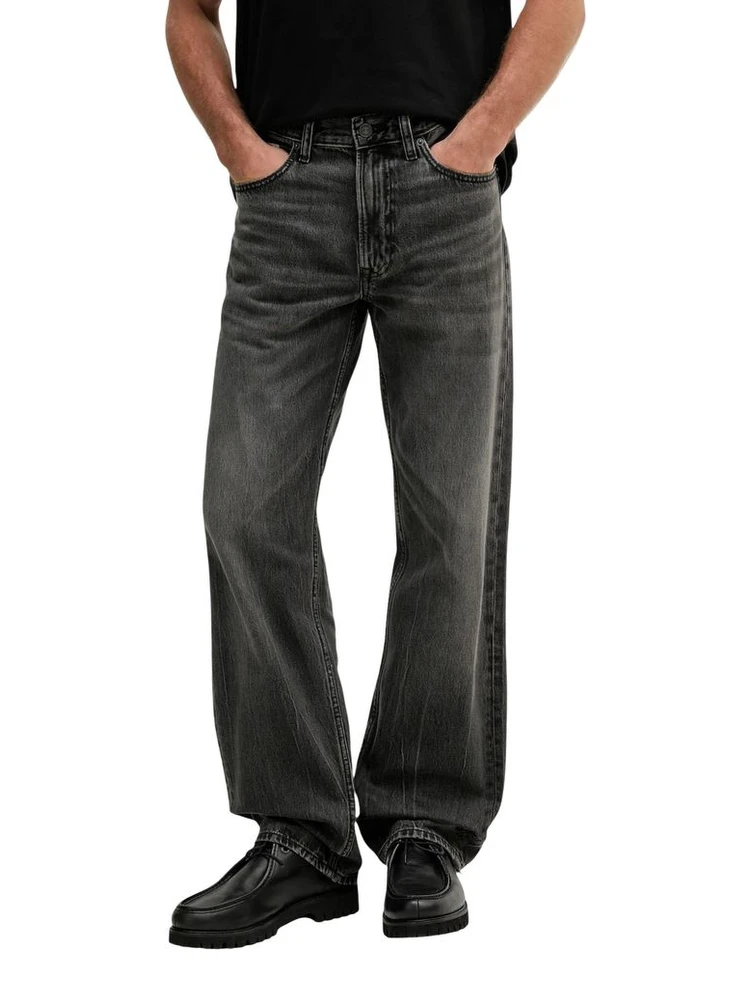 Black Cotton Relaxed Fit Jeans