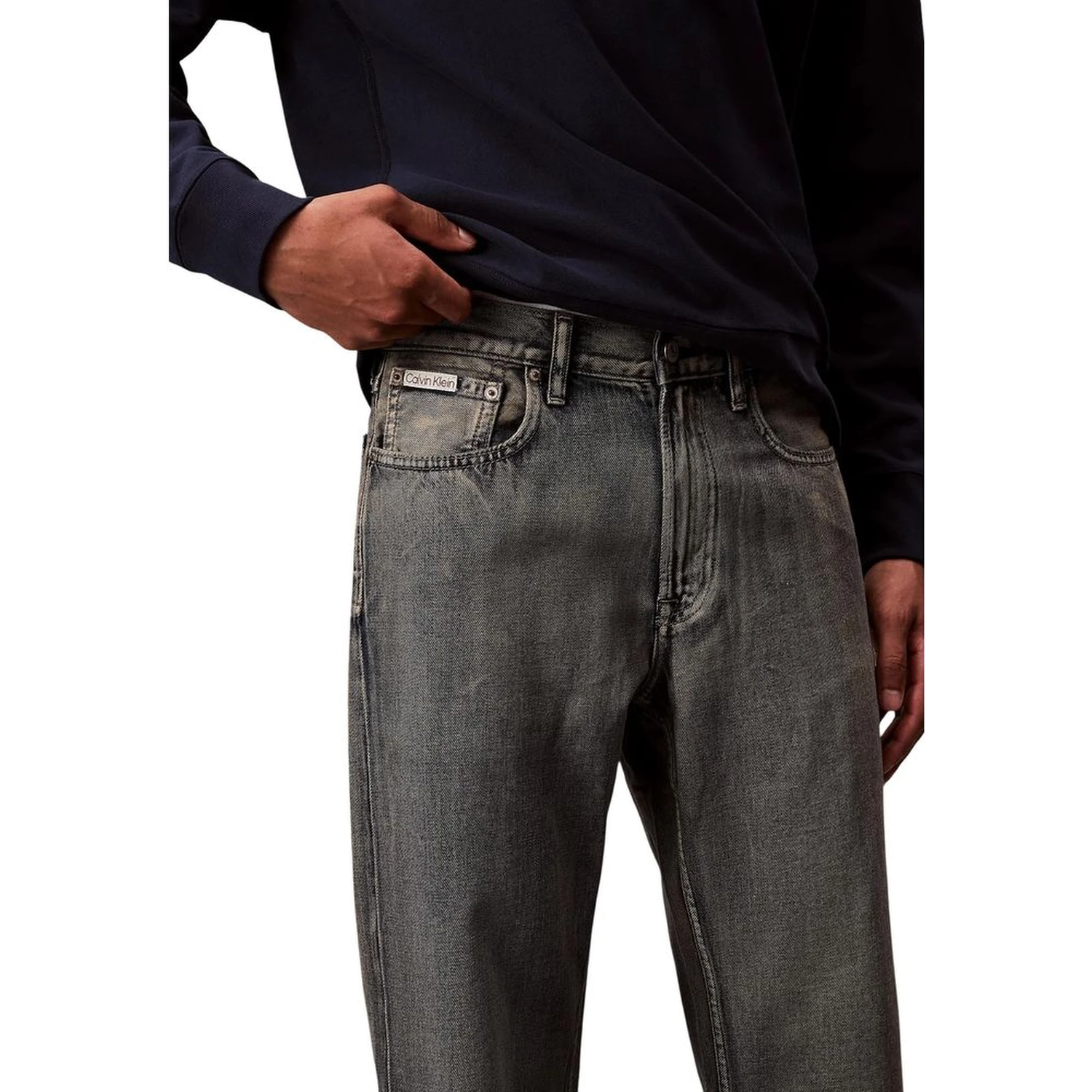 Beige Cotton Relaxed Fit Jeans