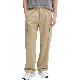 Beige Cotton Cargo Pants