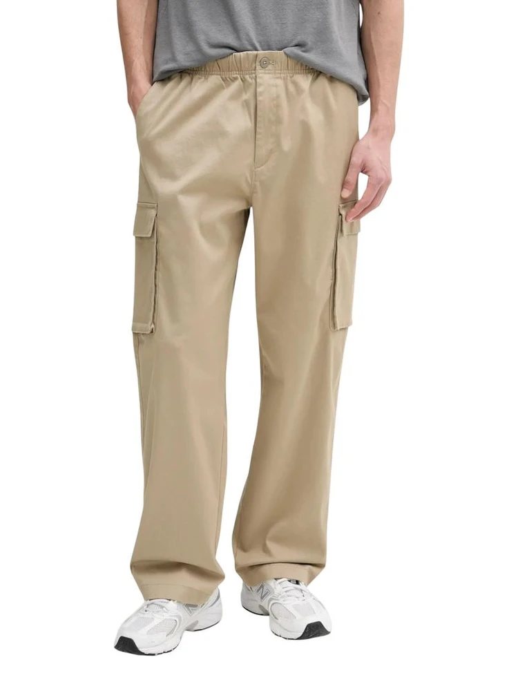 Beige Cotton Cargo Pants