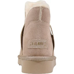 Beige Leather Ankle Boots