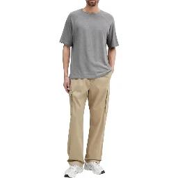Beige Cotton Cargo Pants