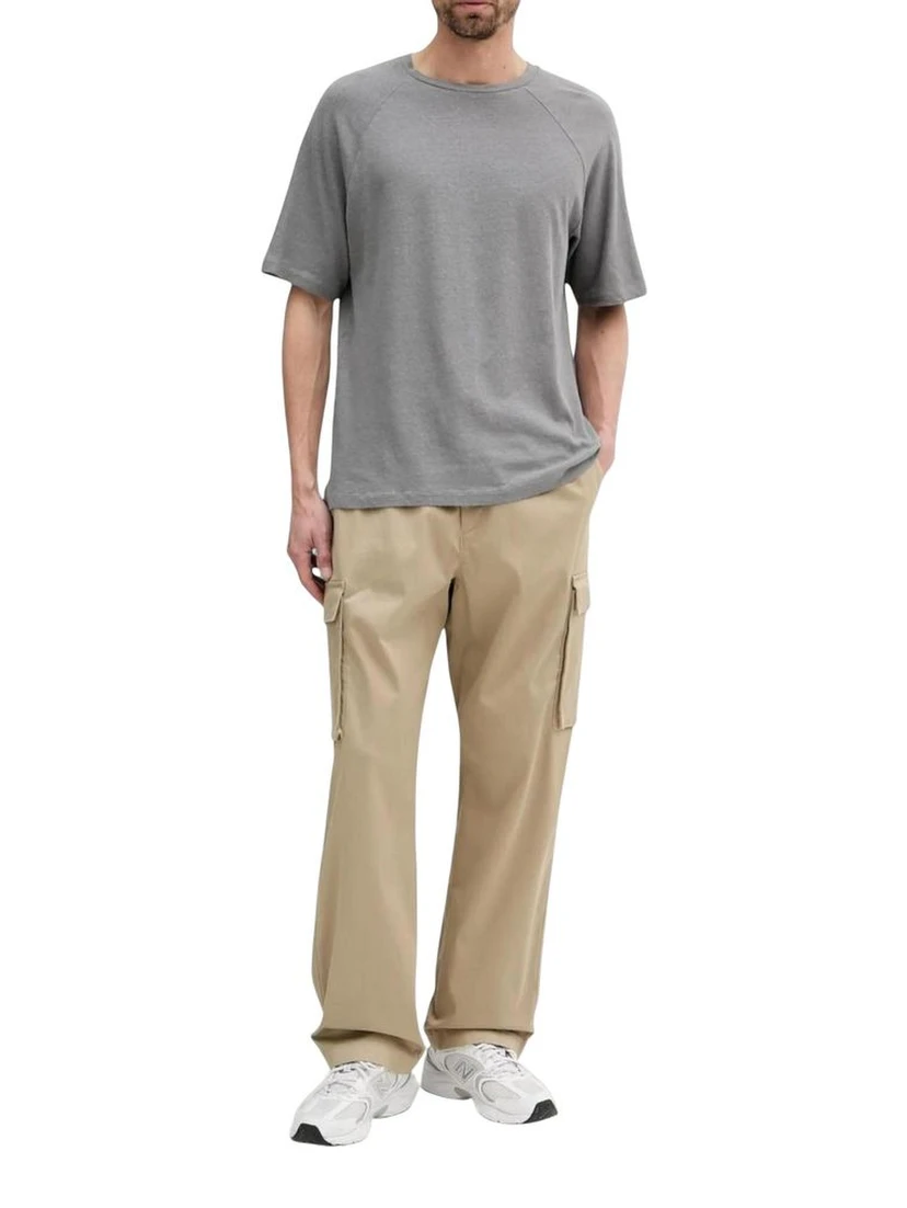 Beige Cotton Cargo Pants