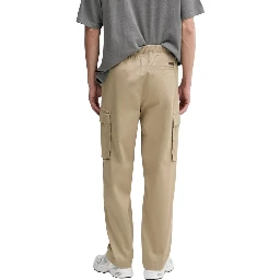 Beige Cotton Cargo Pants