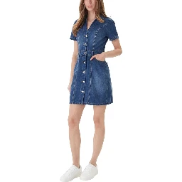 Blue Cotton Midi Dress