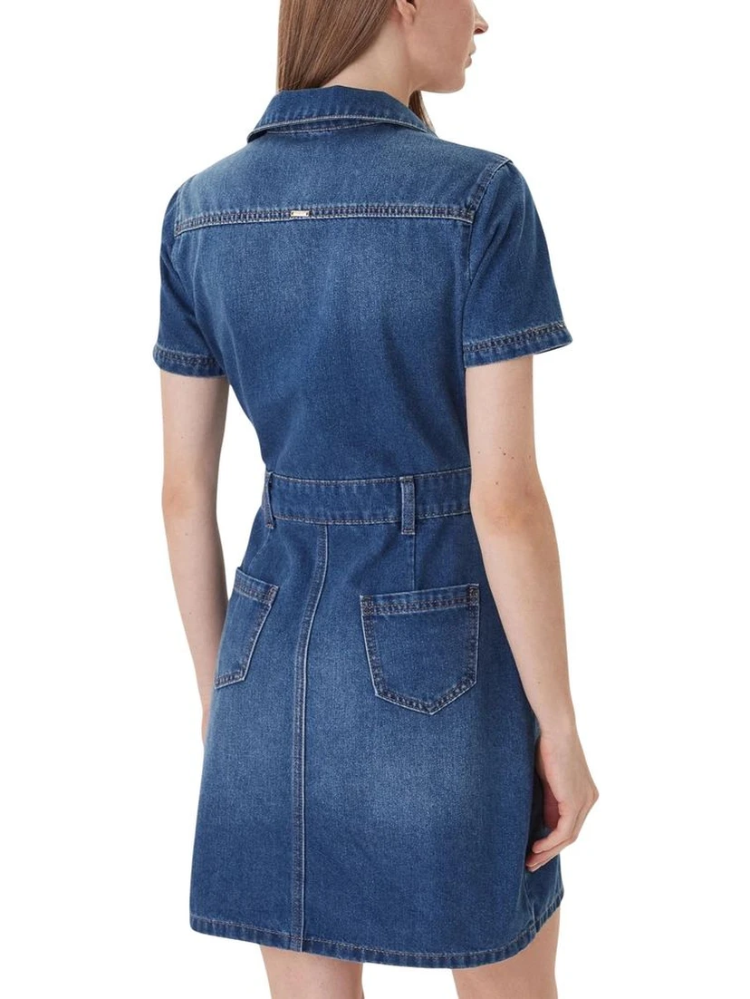 Blue Cotton Midi Dress