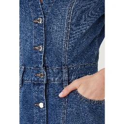 Blue Cotton Midi Dress