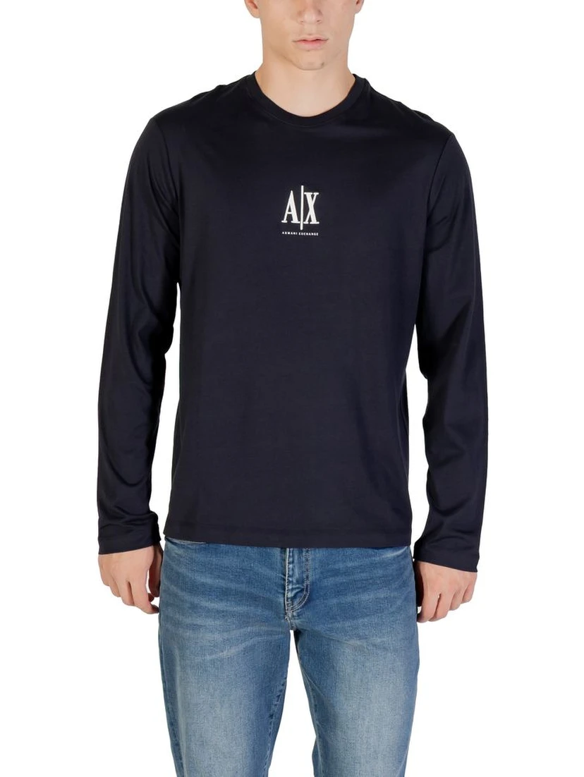 Blue Cotton Long Sleeve T-Shirt