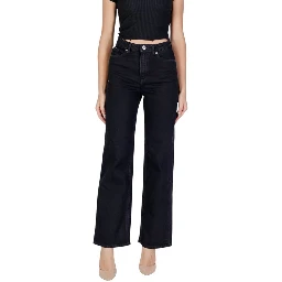 Black Cotton Mom Jeans