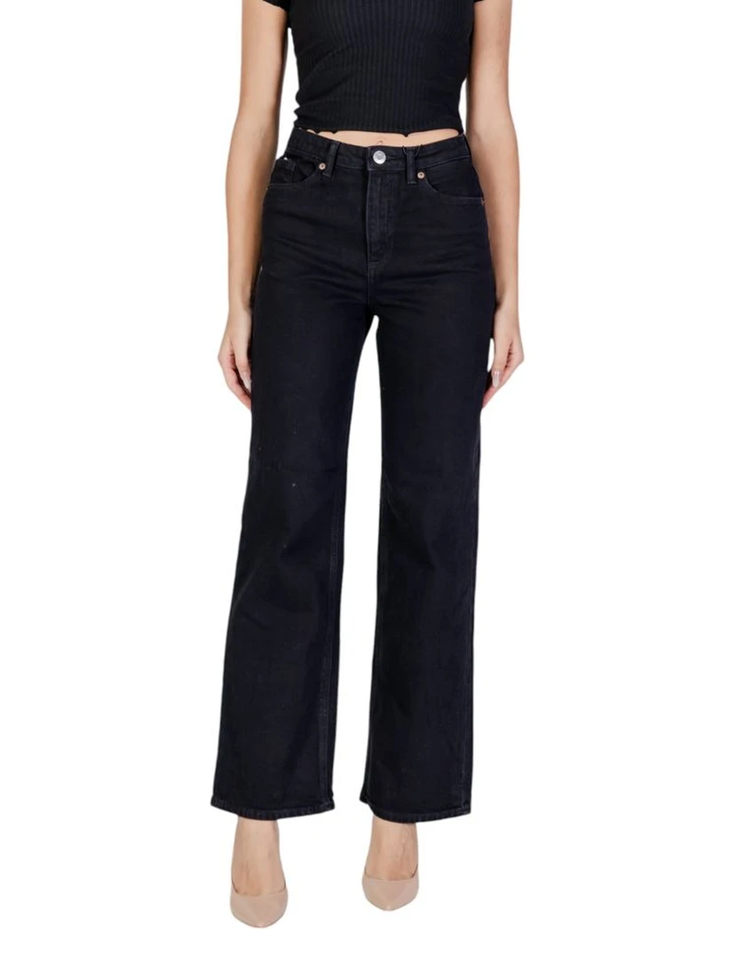 Black Cotton Mom Jeans