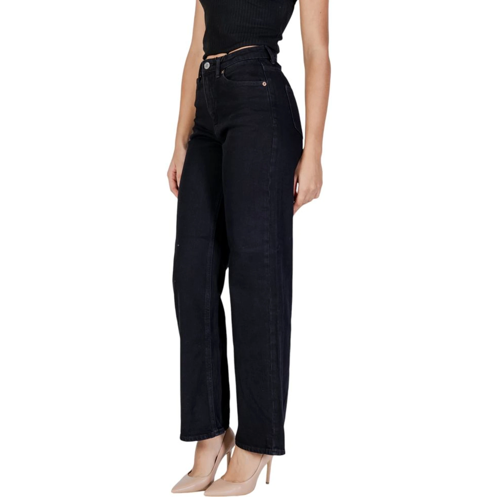 Black Cotton Mom Jeans