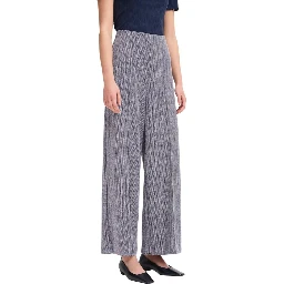 Blue Polyester Casual Pants