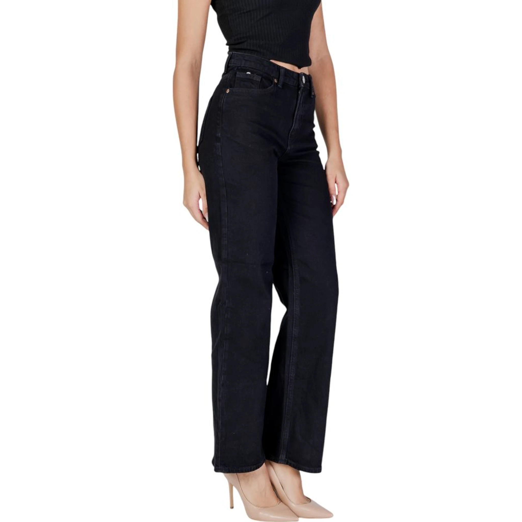 Black Cotton Mom Jeans