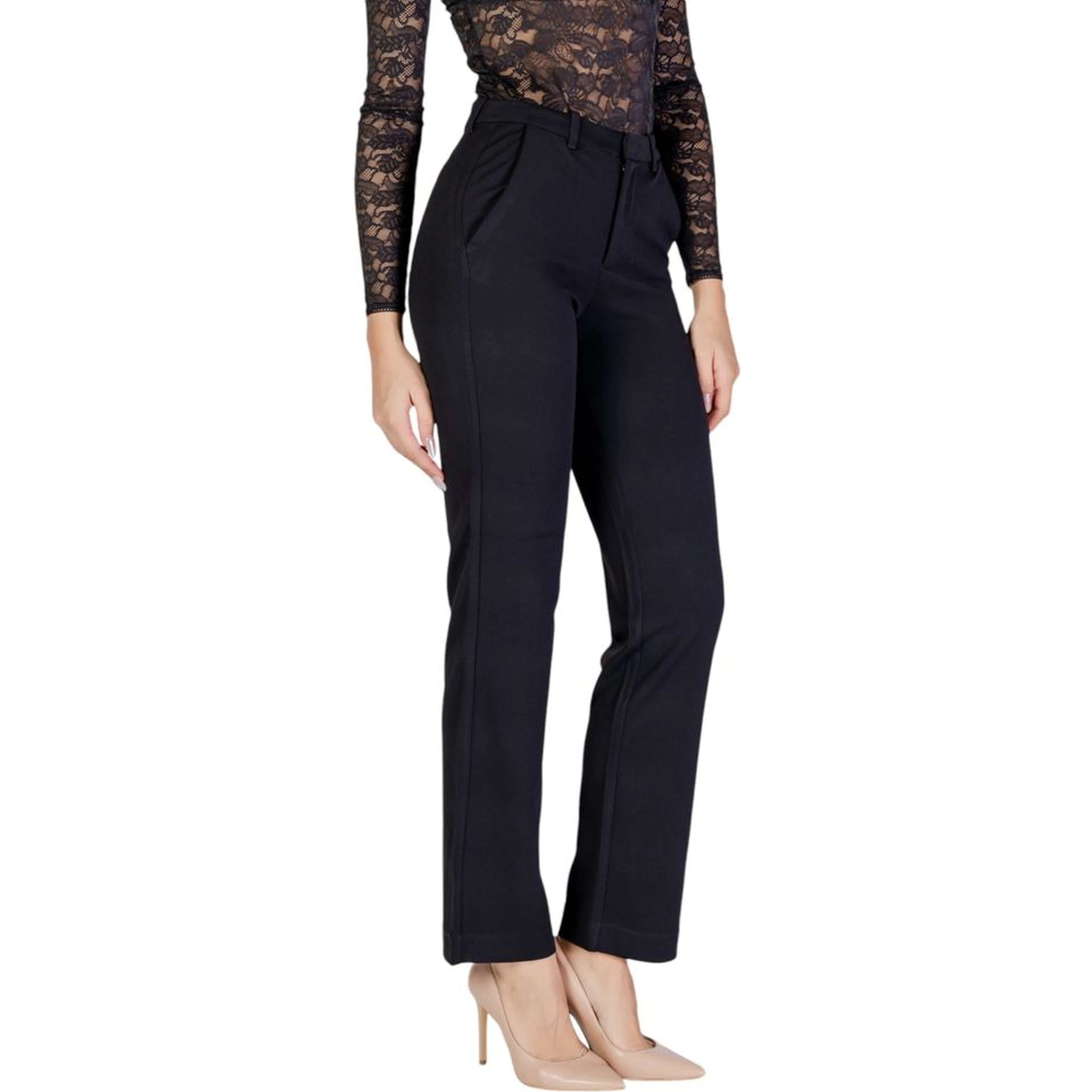 Black Recycled Polyester Flared Pants