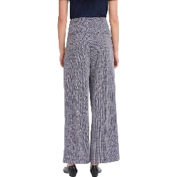 Blue Polyester Casual Pants