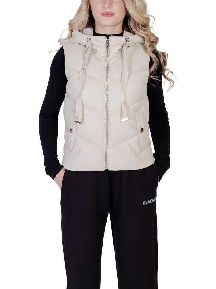 Cream Polyethylene Sleveless Jacket