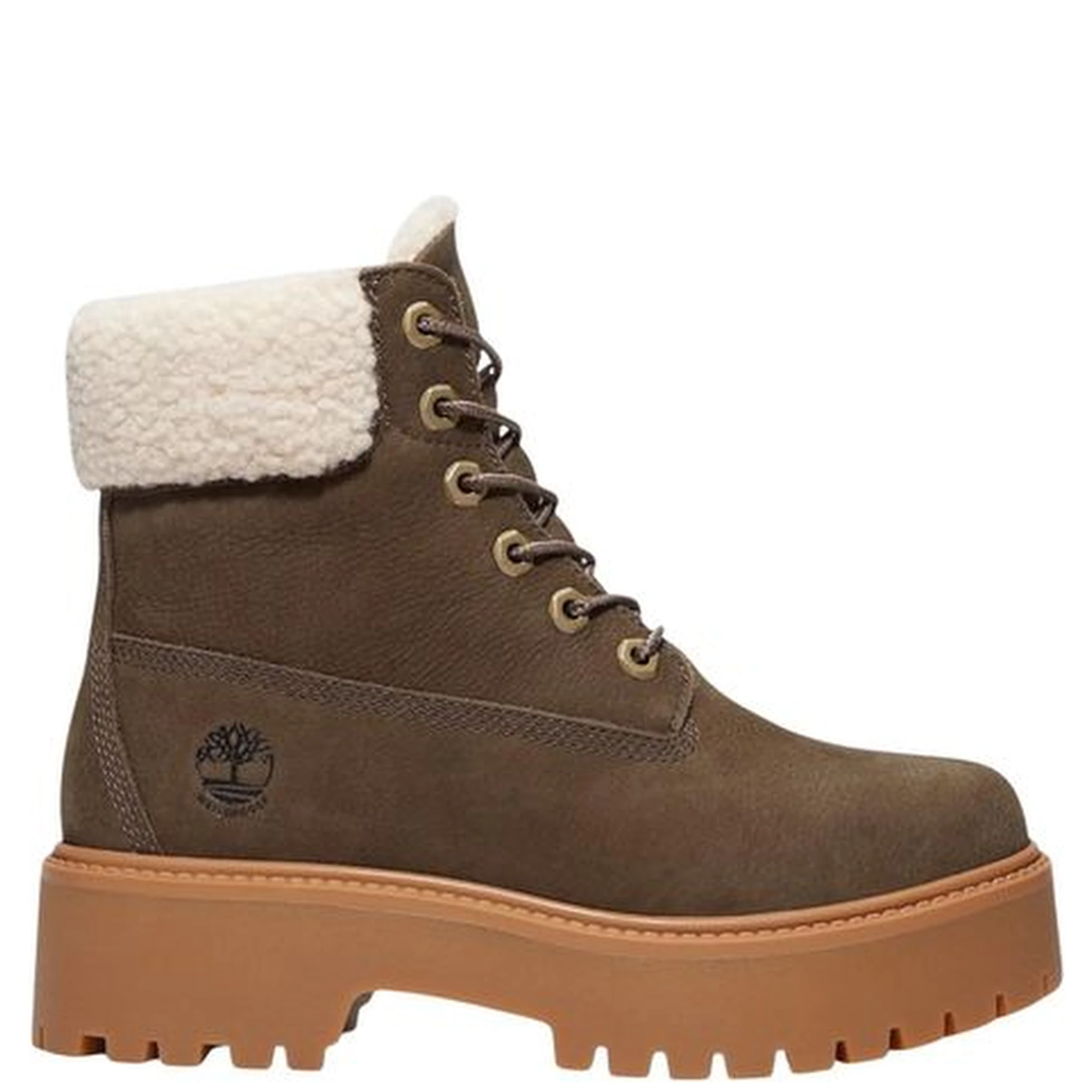 Brown Recycled Leather Lace-Up Boots