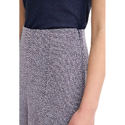 Blue Polyester Casual Pants