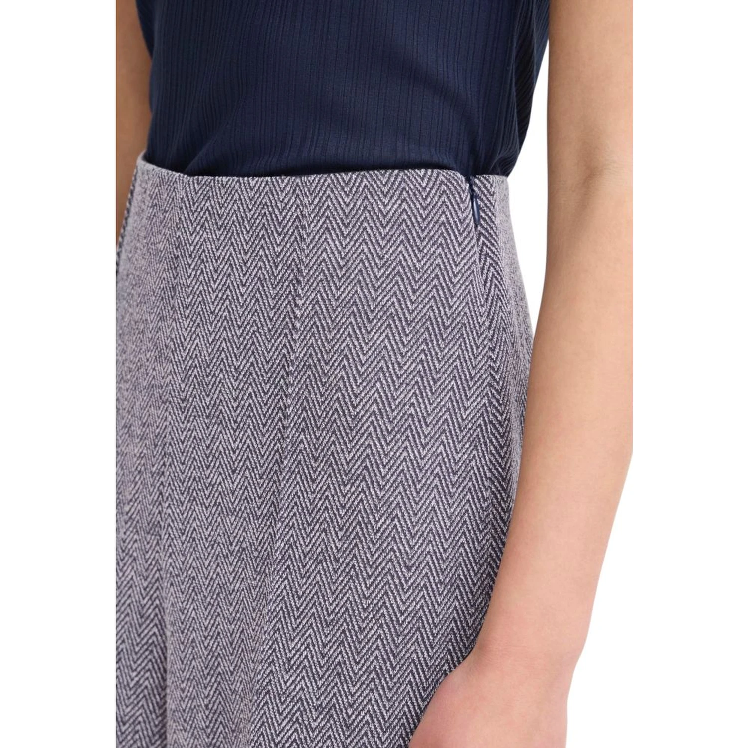 Blue Polyester Casual Pants