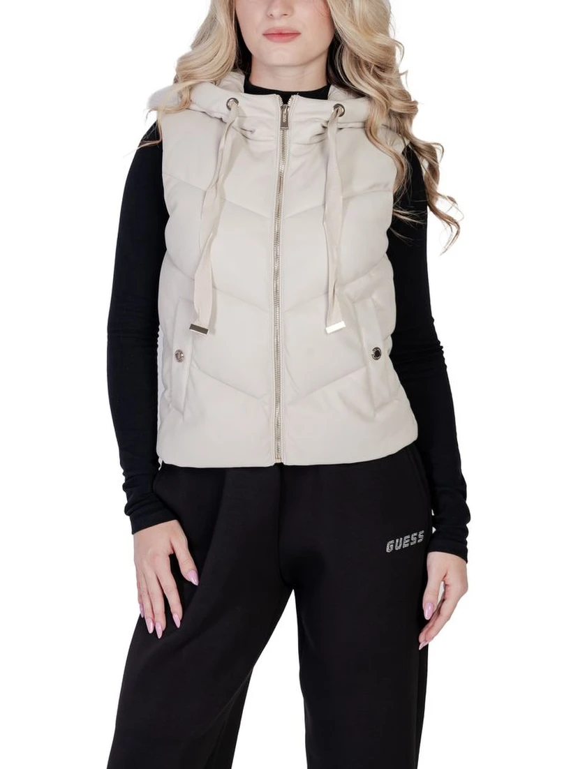 Cream Polyethylene Sleveless Jacket