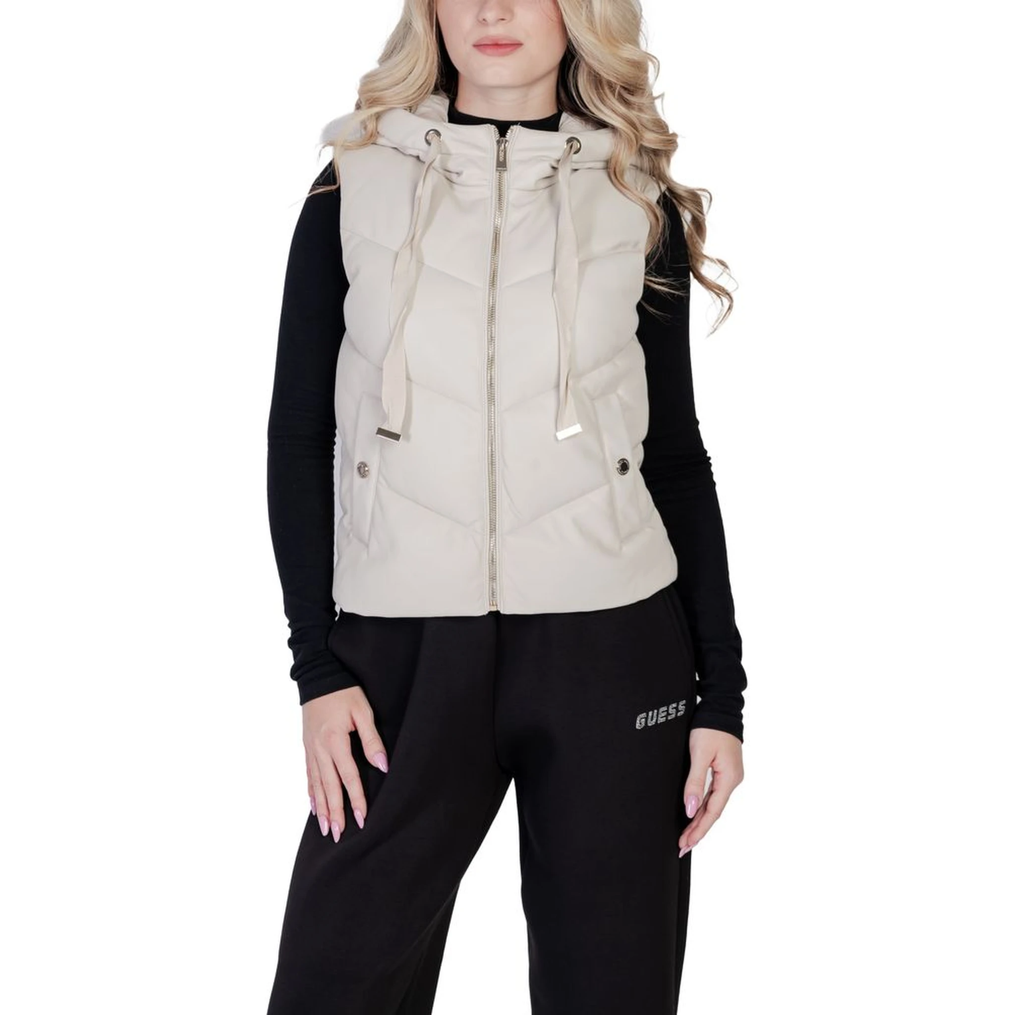 Cream Polyethylene Sleveless Jacket
