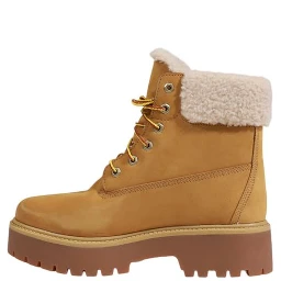 Beige Recycled Leather Lace-Up Boots