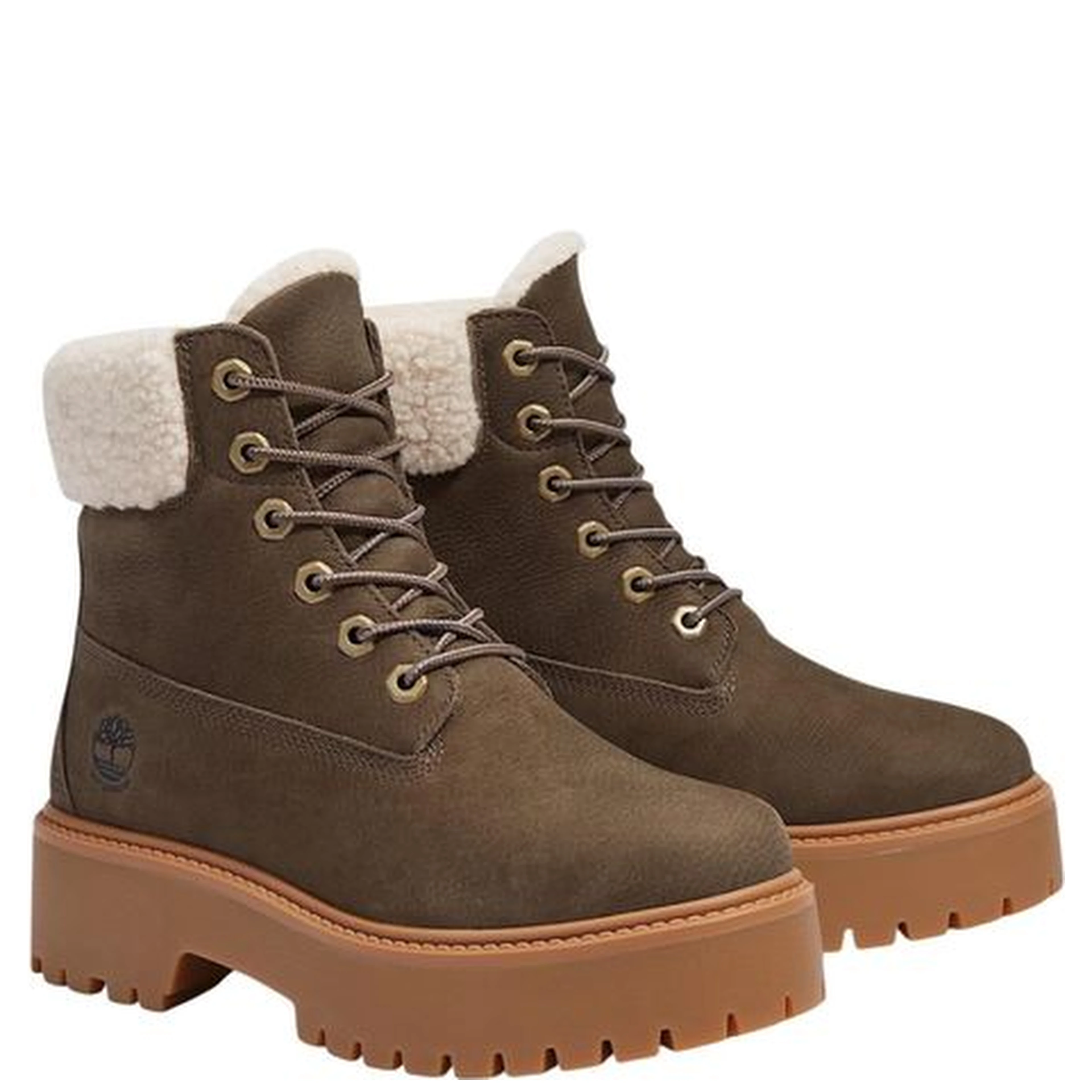 Brown Recycled Leather Lace-Up Boots