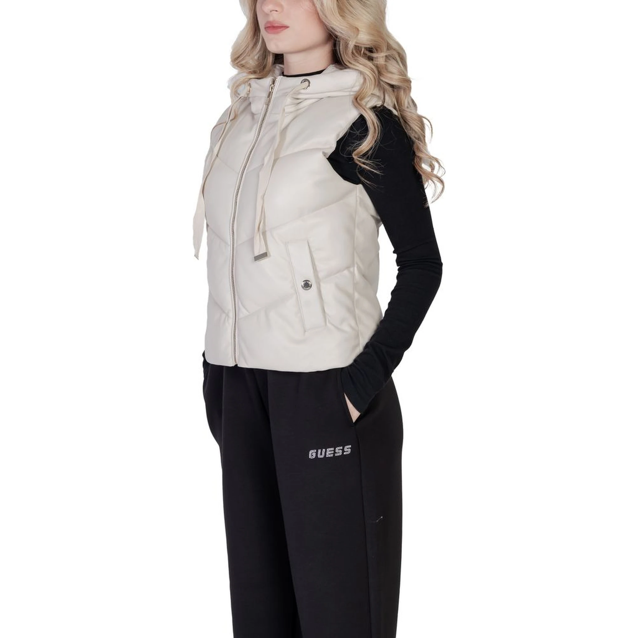 Cream Polyethylene Sleveless Jacket