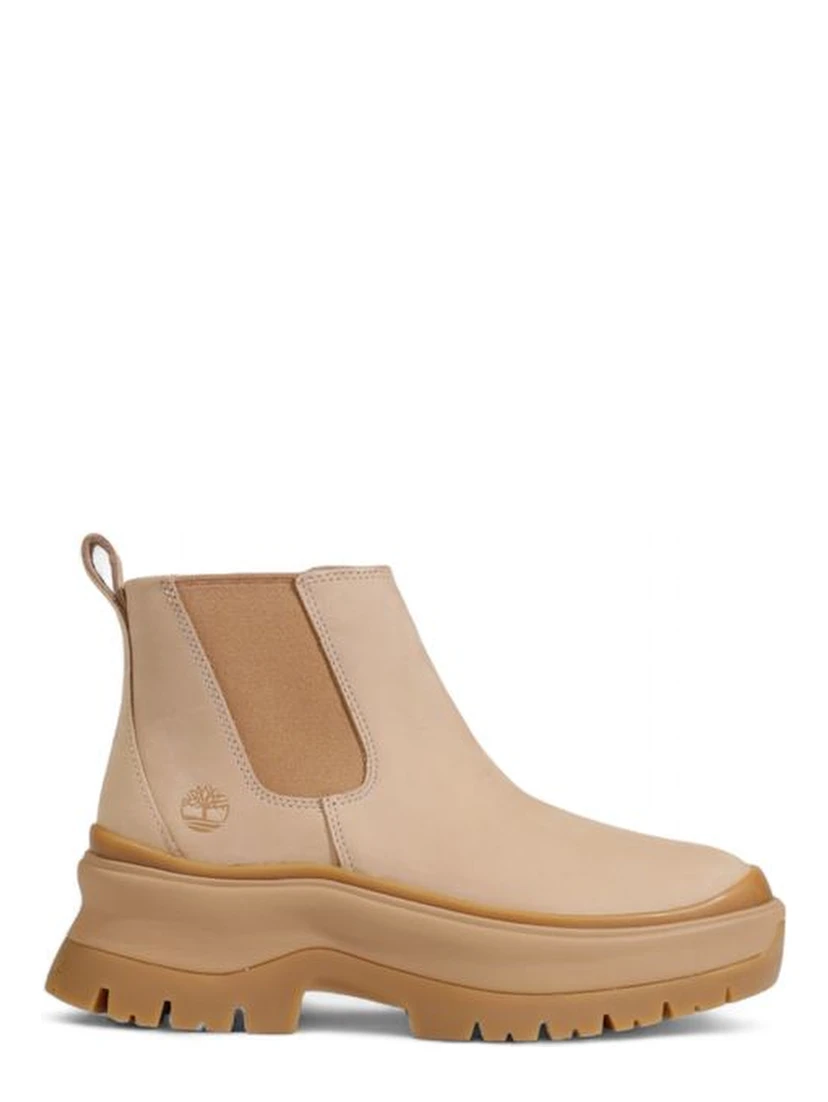 Beige Suede Leather Ankle Boots
