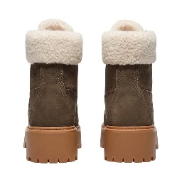 Brown Recycled Leather Lace-Up Boots