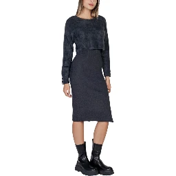 Gray Polyamide Midi Dress