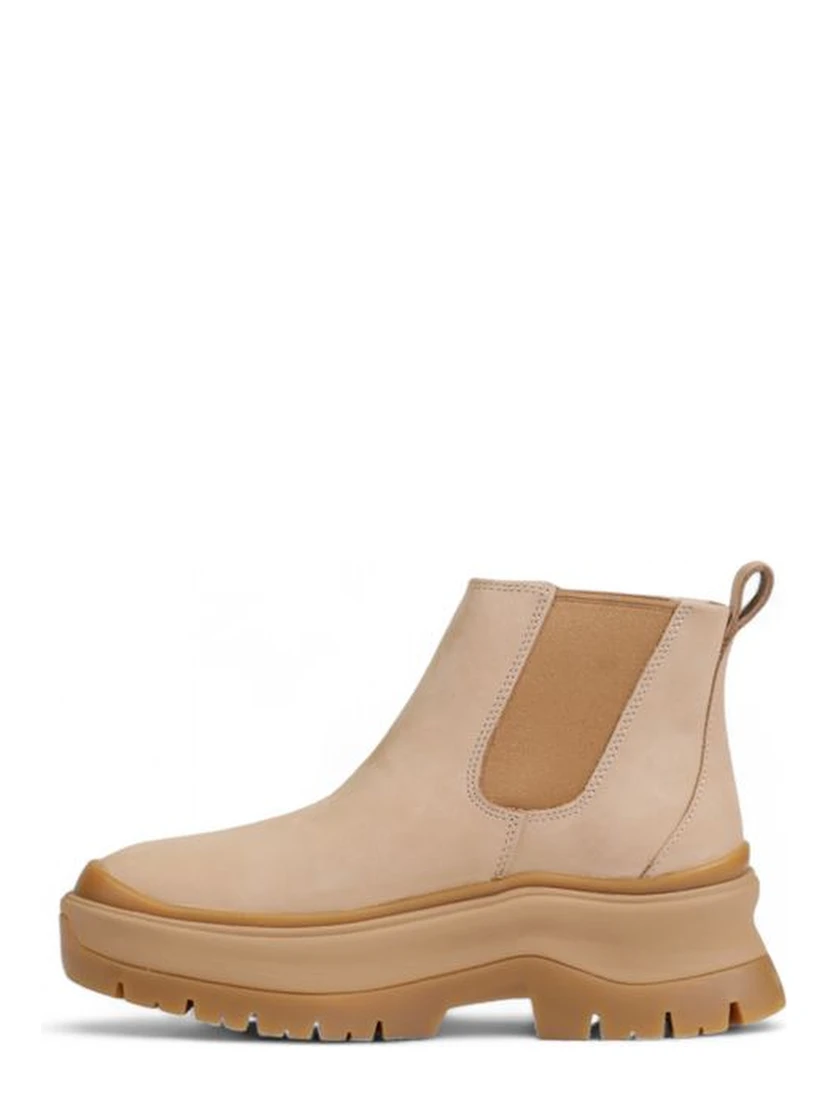 Beige Suede Leather Ankle Boots