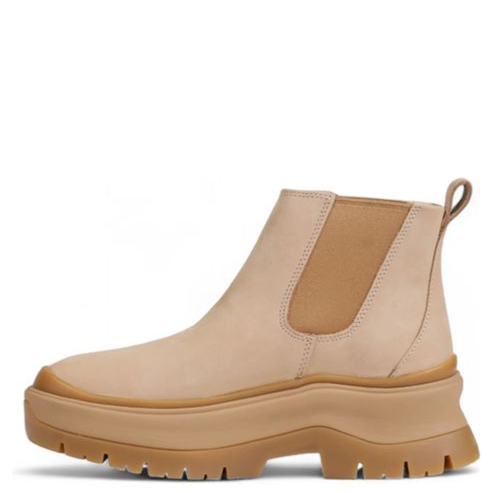 Beige Suede Leather Ankle Boots