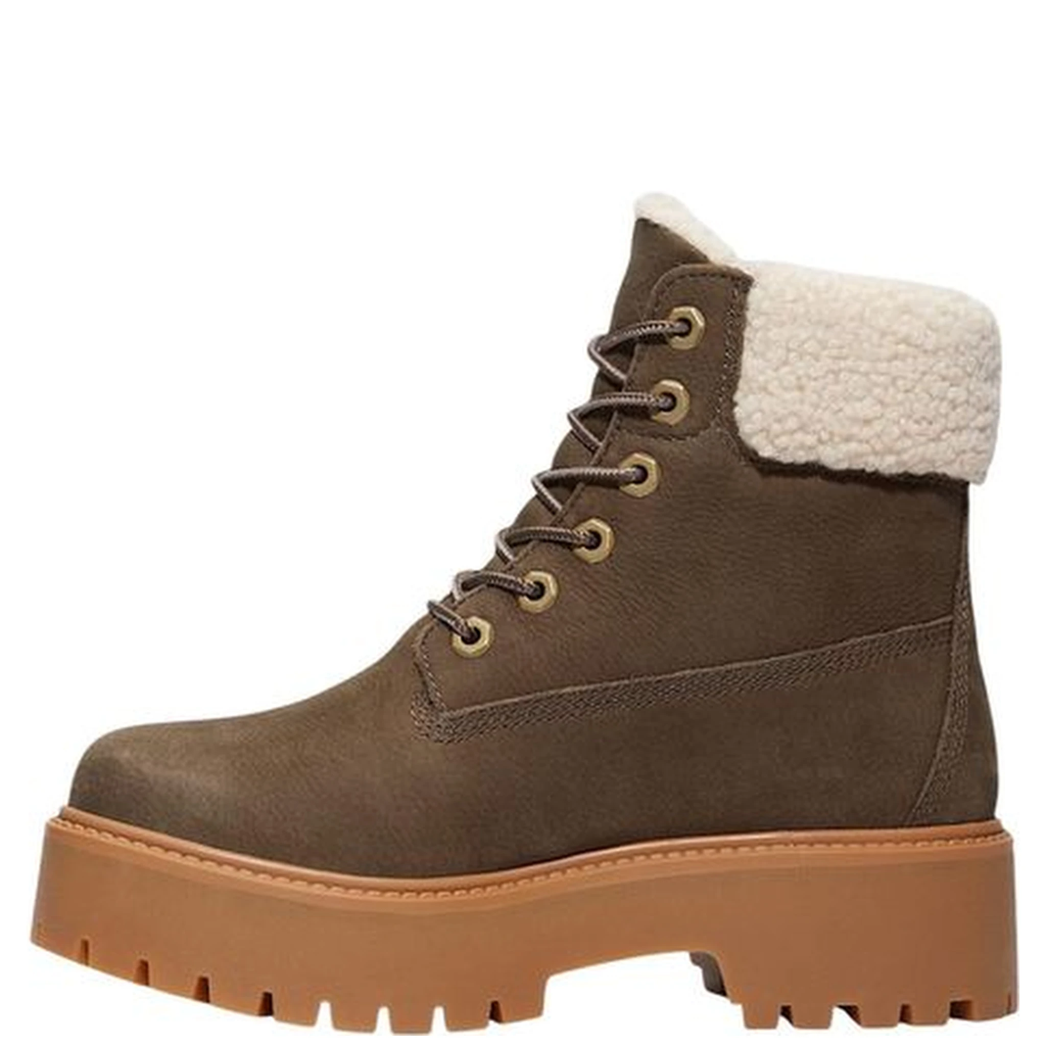 Brown Recycled Leather Lace-Up Boots