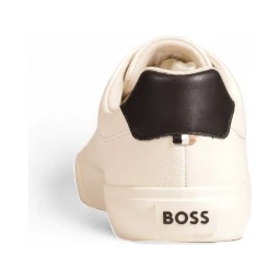Cream Leather Low Top Sneakers