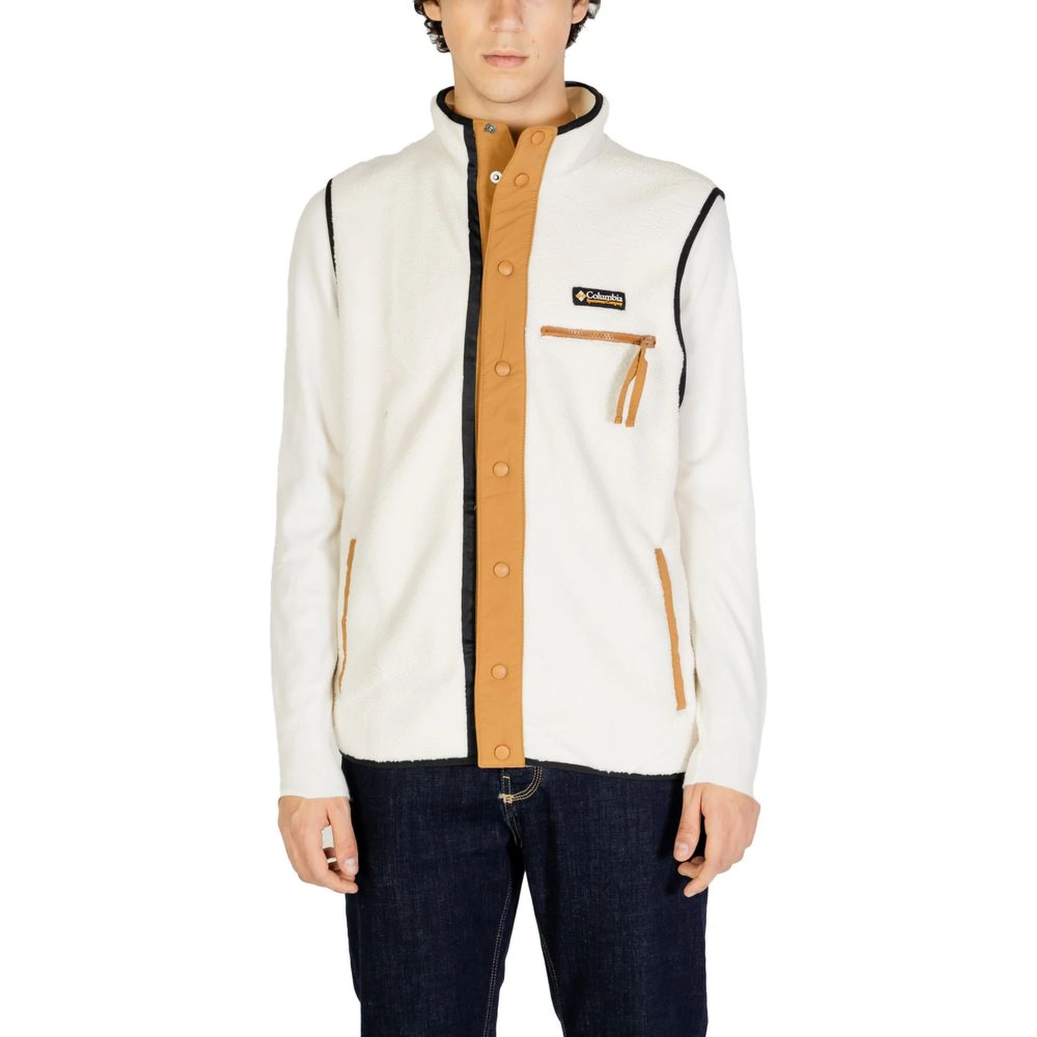 Cream Polyester Sleveless Jacket