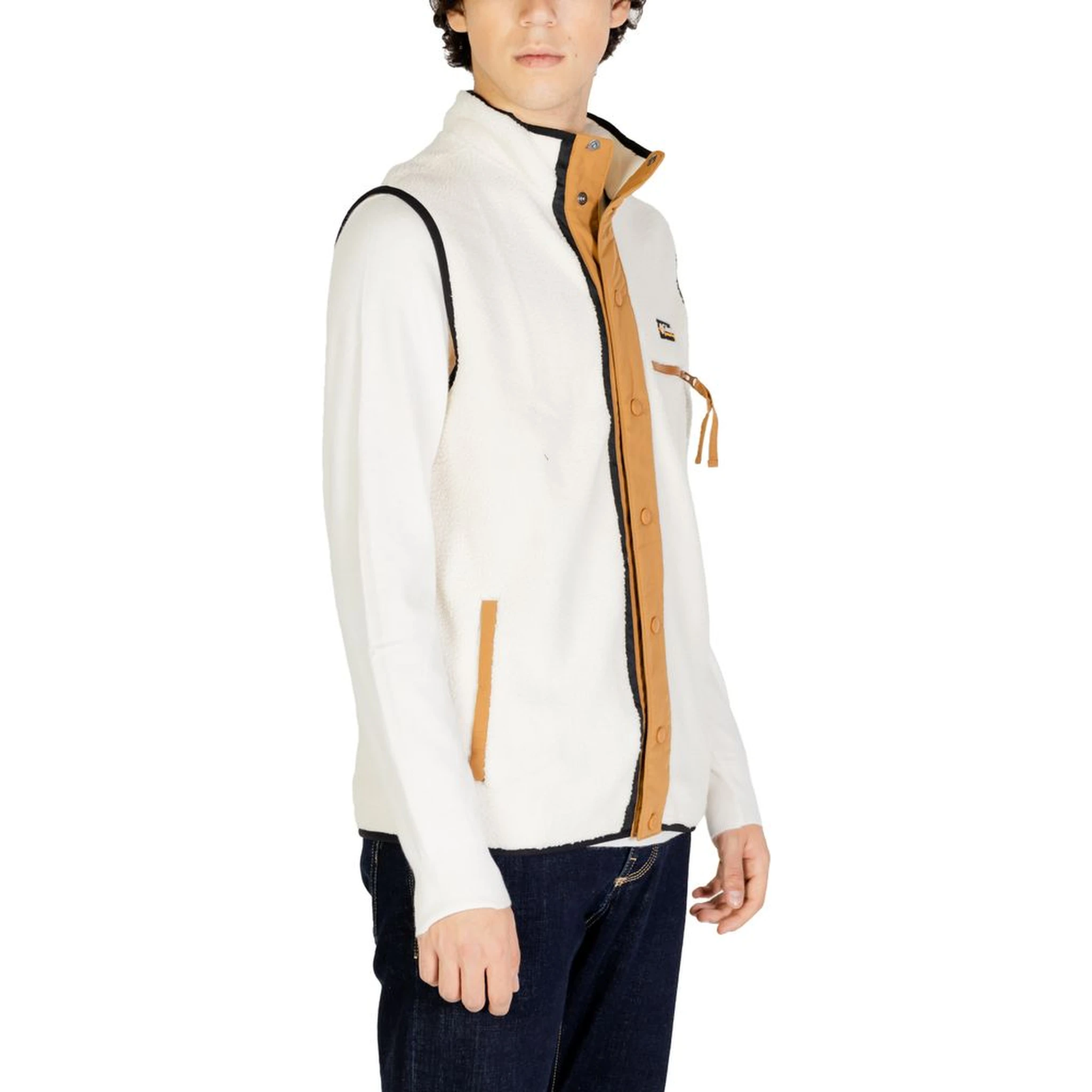 Cream Polyester Sleveless Jacket