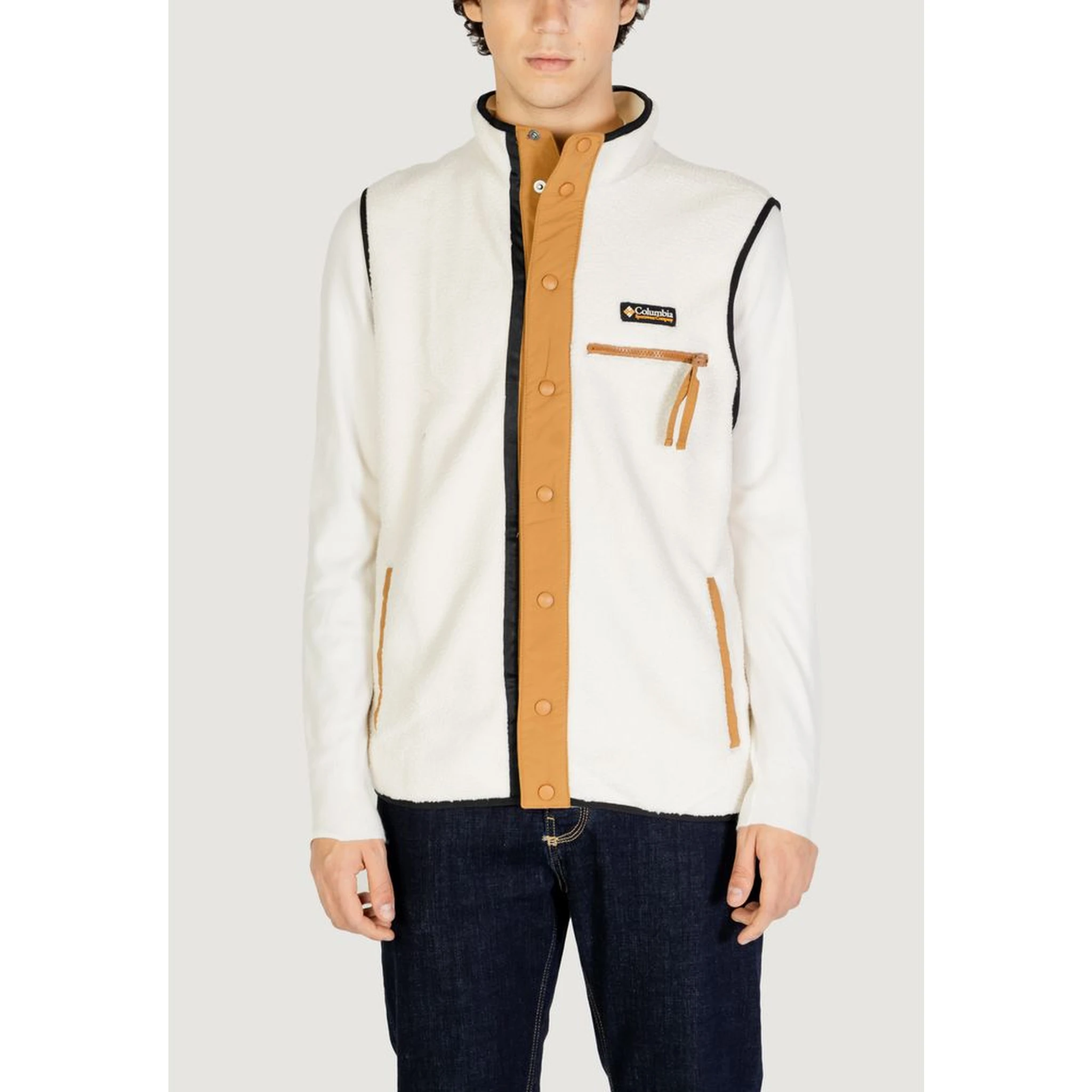 Cream Polyester Sleveless Jacket