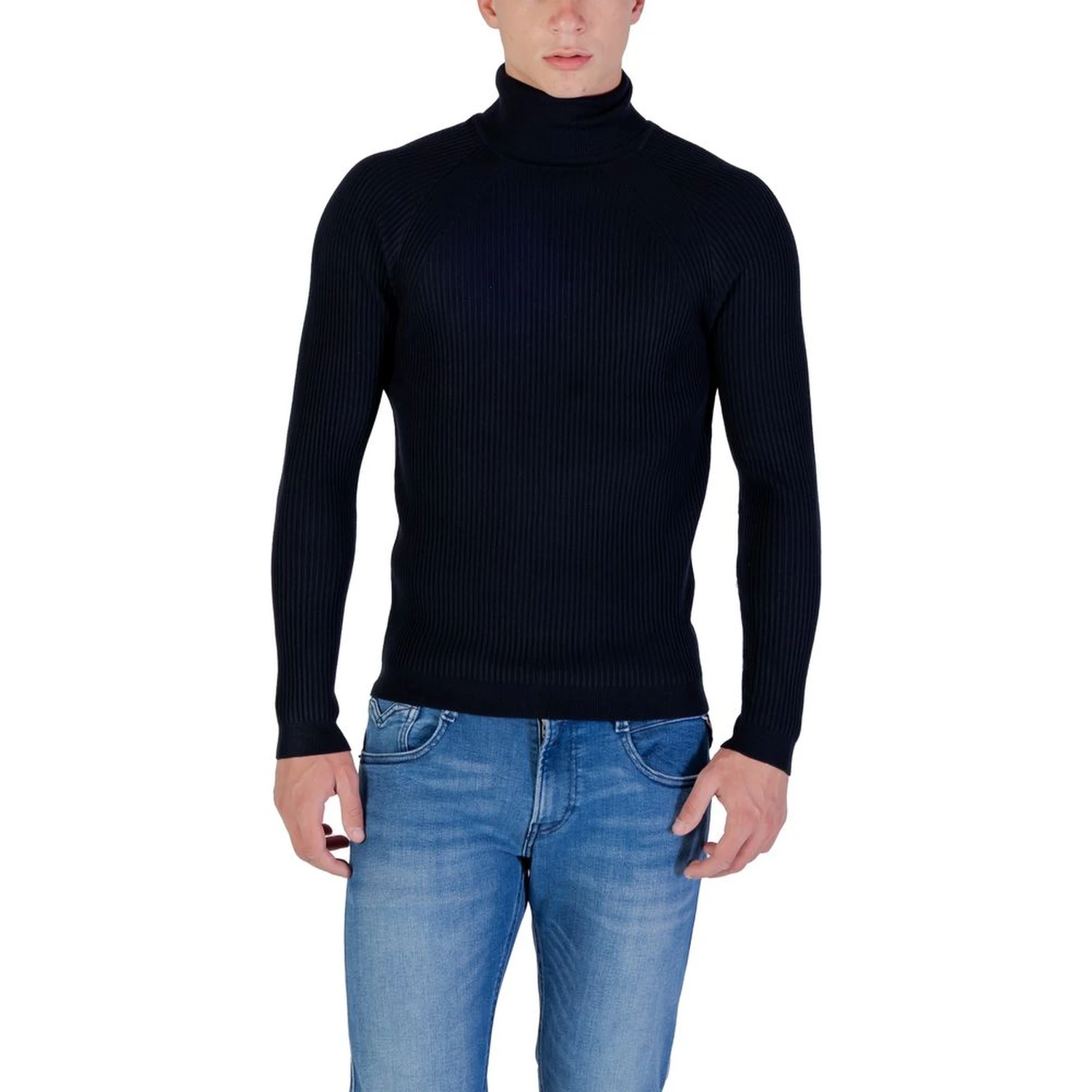 Blue Viscose Turtleneck