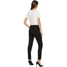Black Polyester Casual Pants