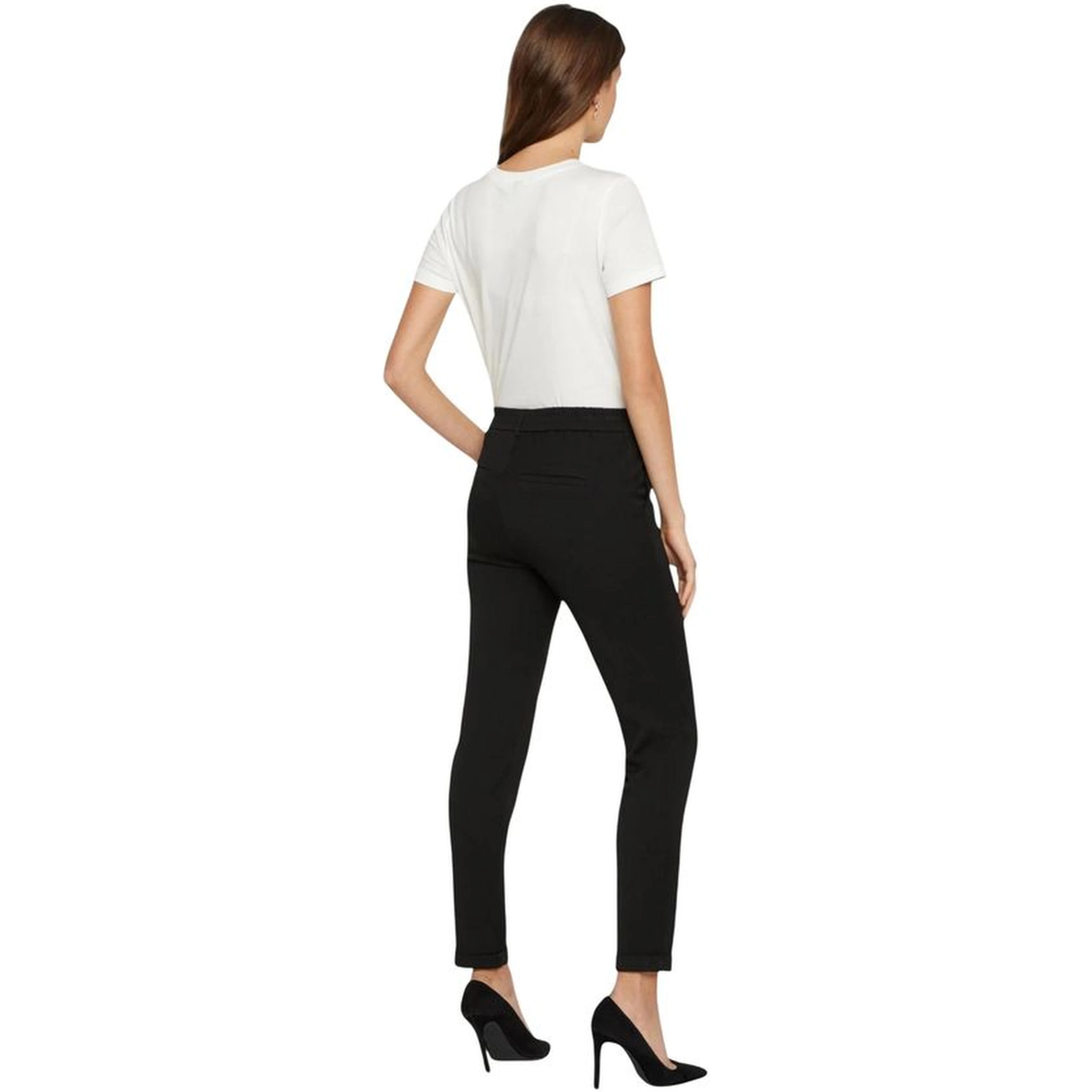 Black Polyester Casual Pants