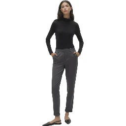 Gray Polyester Casual Pants