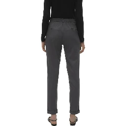 Gray Polyester Casual Pants