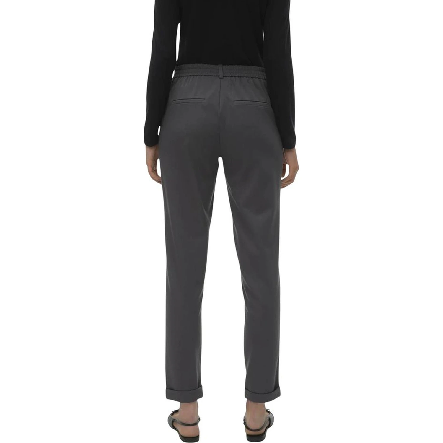 Gray Polyester Casual Pants