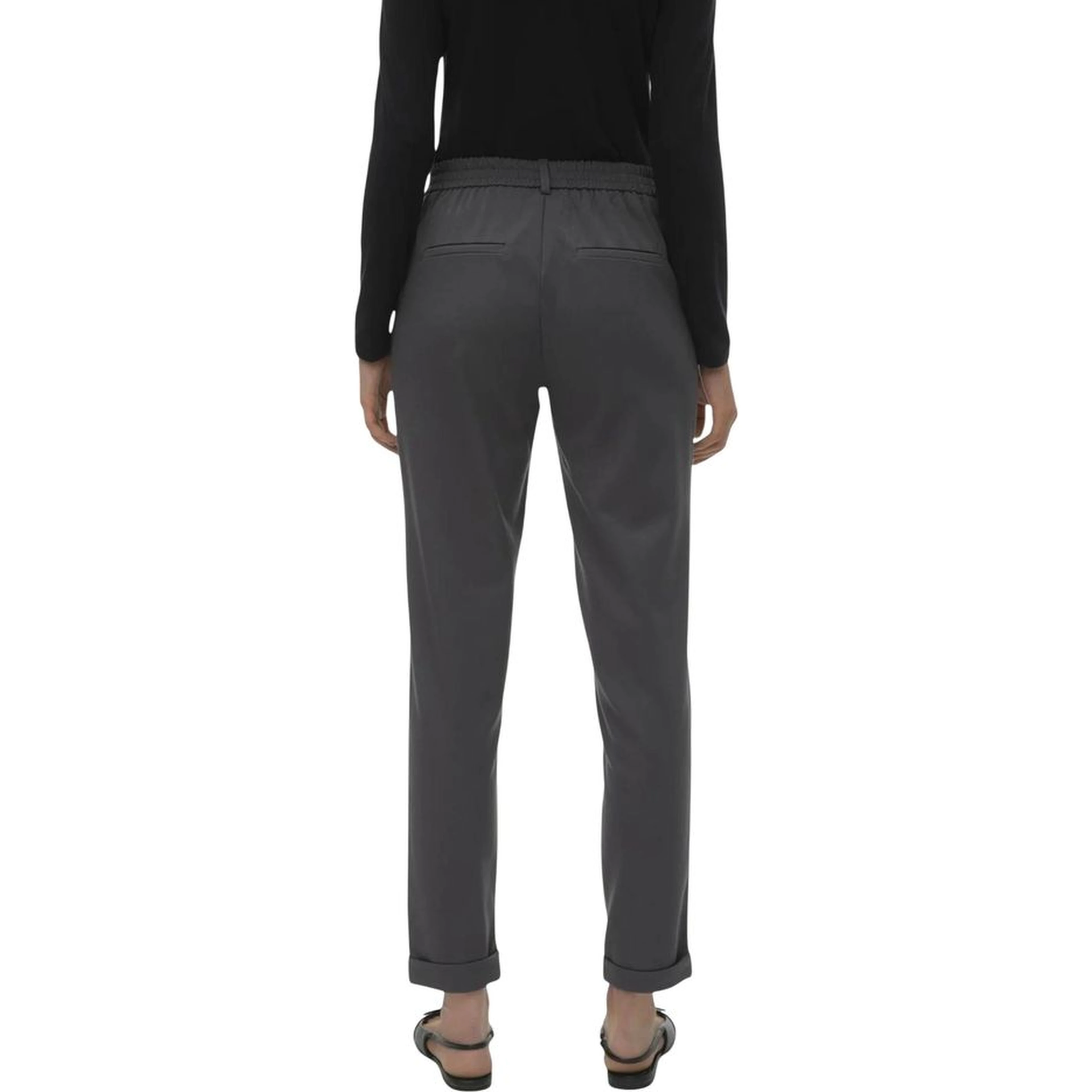 Gray Polyester Casual Pants